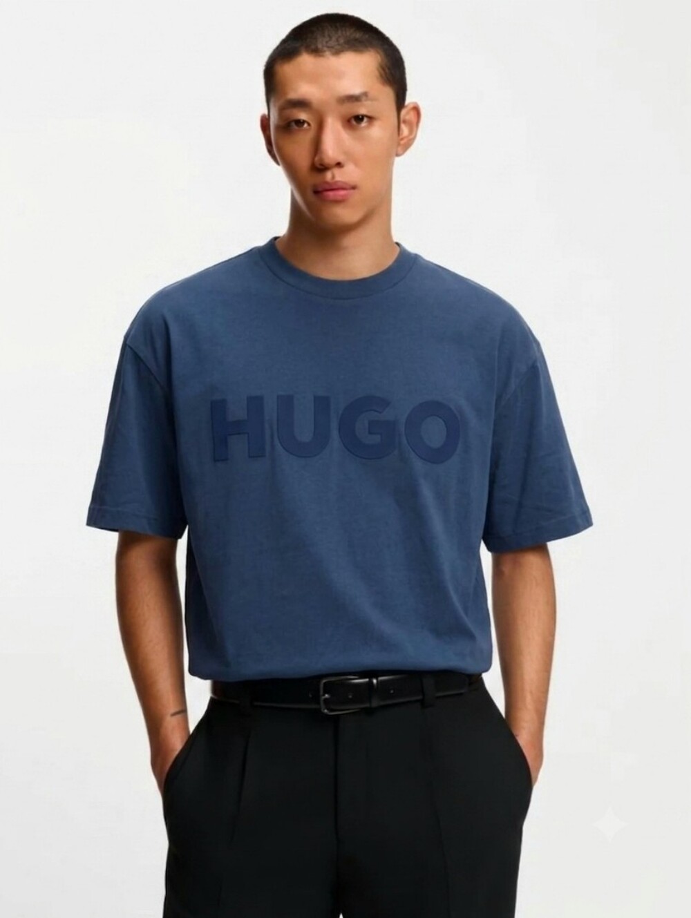 $79 Hugo Boss Mens Oversized-fit Reflective Logo T-Shirt